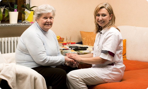 Female elder and staff