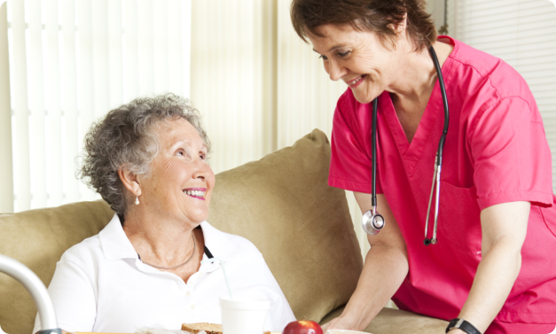 Staff serving the elder female