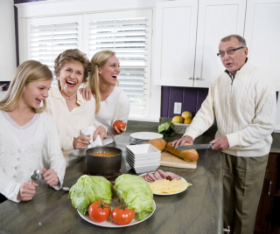 Family serving food